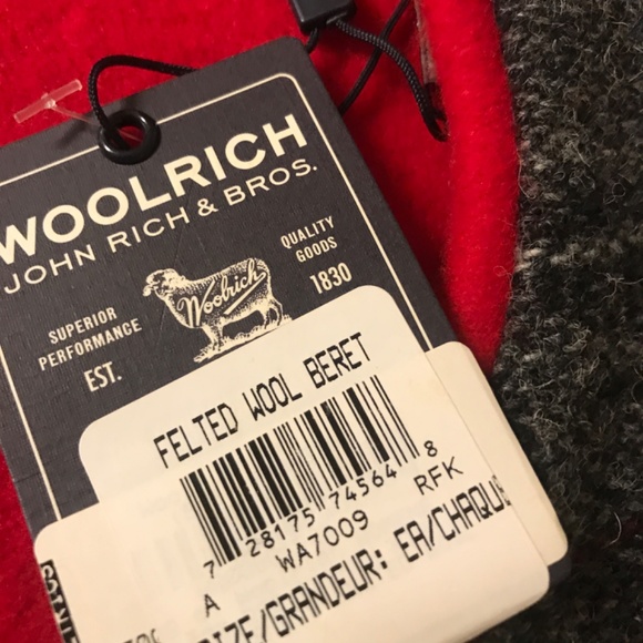 Woolrich Felted Wool Beret John Rich & Bros made in ItalyNWT - Picture 3 of 4